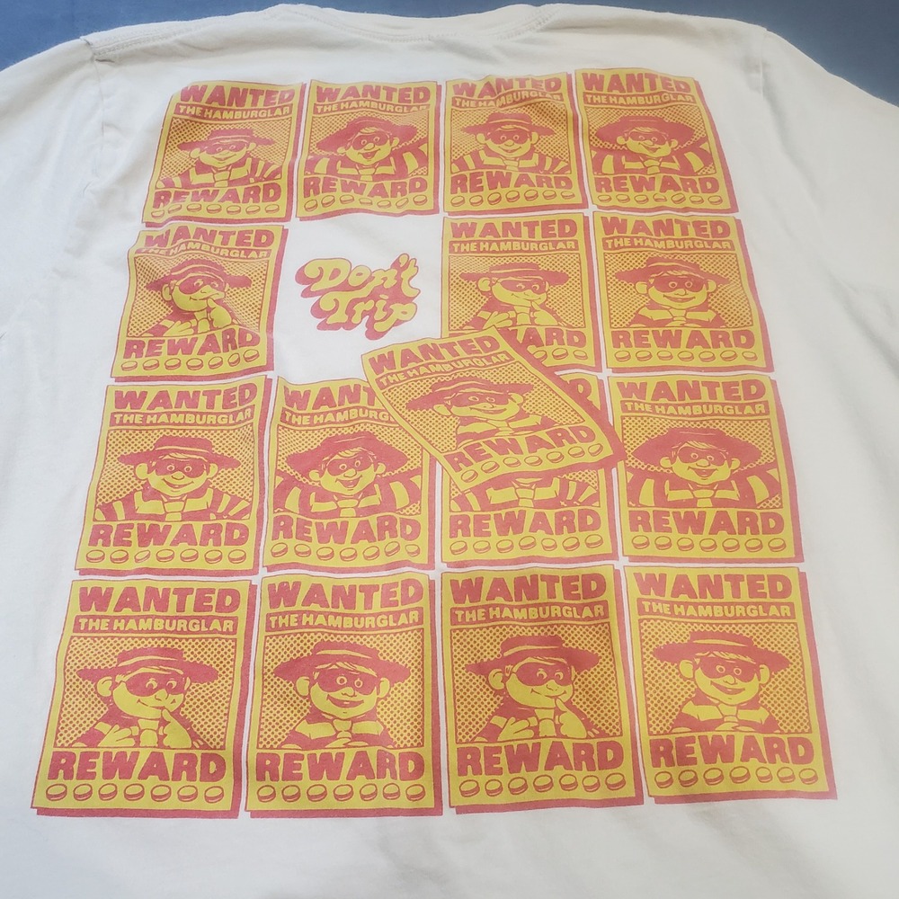 Camp McDonald's Hamburglar x Free & Easy SS Tee Natural Ivory Retro Unisex XL - Picture 4 of 5